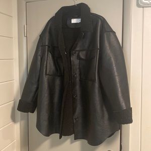 Sherpa lined faux leather ASOS size 18 jacket
